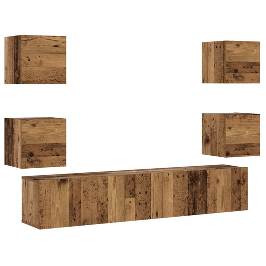 vidaXL 6 τεμαχίων ντουλάπι τηλεόρασης που τοποθετείται τοίχο από