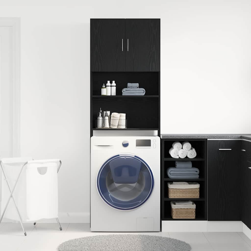 vidaXL Ντουλάπι Πλυντηρίου Ρούχων Μαύρο Δρυς 64x24x190 εκ. από Τεχνητό Ξύλο
