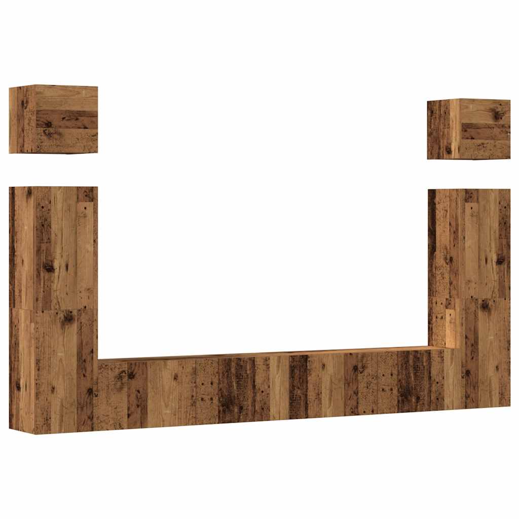 vidaXL 6 τεμαχίων σετ ντουλαπιών τηλεόρασης με επίτοιχο παλιό ξύλο