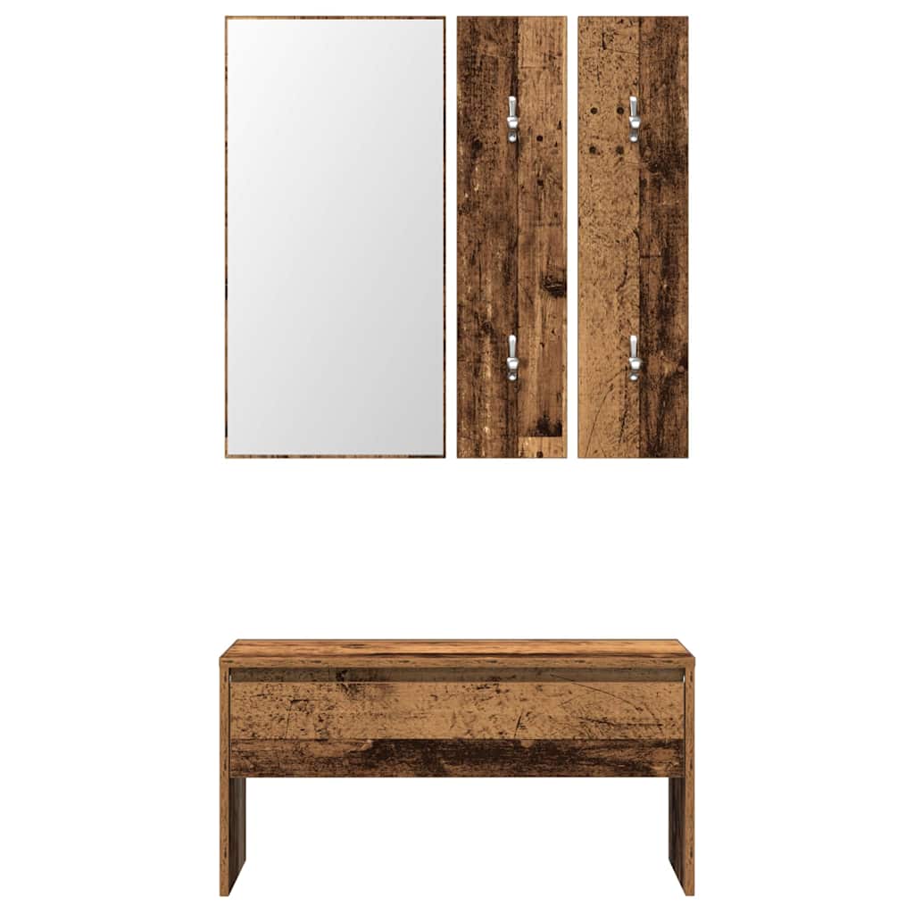 vidaXL Έπιπλα διαδρόμου που θέτουν παλιό ξύλο κατασκευασμένο από ξύλο