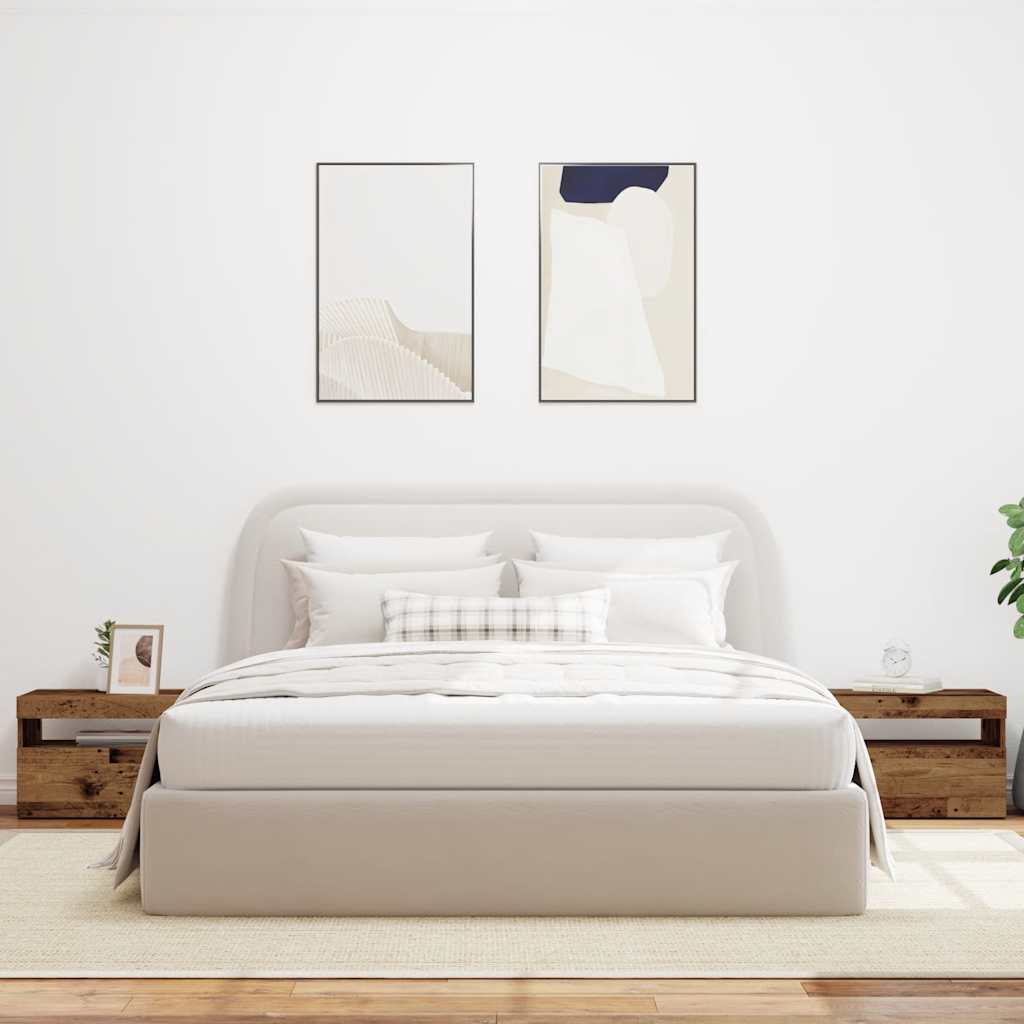 vidaXL Κομοδίνο με Φωτάκια LED από Παλιό Ξύλο 60x35x40 εκ. από Τεχνητό Ξύλο