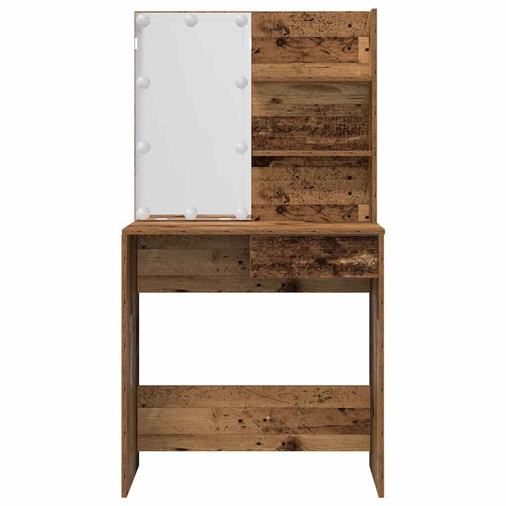 vidaXL Μπουντουάρ Σετ με LED Όψη Παλαιού Ξύλου από Επεξεργασμένο Ξύλο