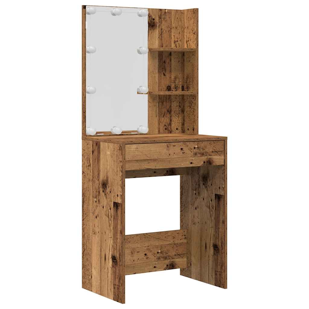 vidaXL Μπουντουάρ Σετ με LED Όψη Παλαιού Ξύλου από Επεξεργασμένο Ξύλο