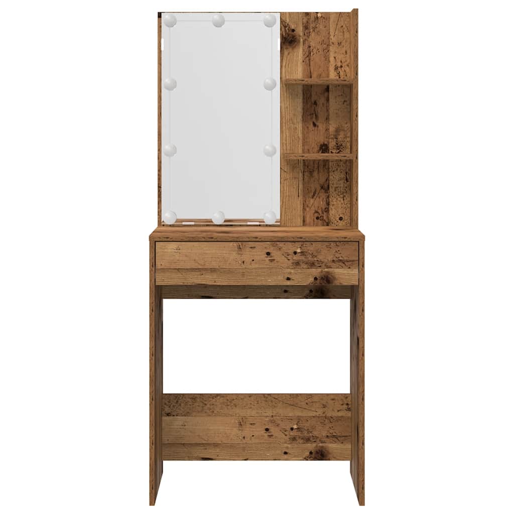 vidaXL Μπουντουάρ Σετ με LED Όψη Παλαιού Ξύλου από Επεξεργασμένο Ξύλο