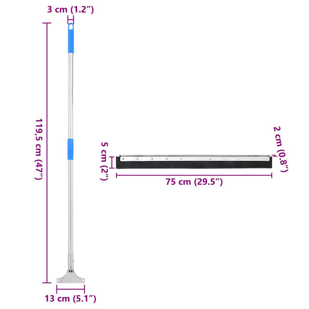 vidaXL Σκουπί Δαπέδου 75x122,5 εκ. από Ατσάλι και Καουτσούκ