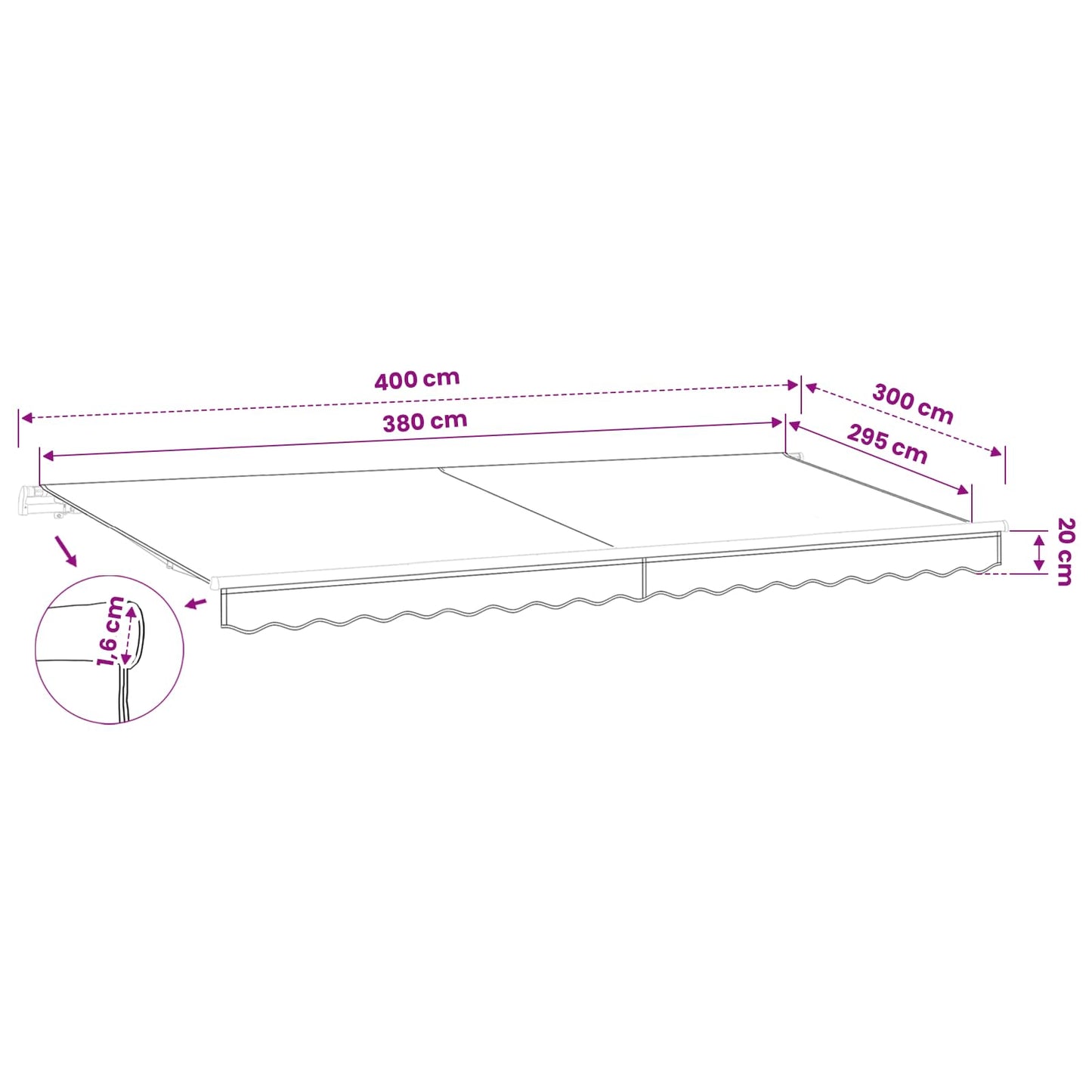 vidaXL Ύφασμα αντικατάστασης τέντας Μπεζ 380 x 295 εκ. Πολυεστέρας