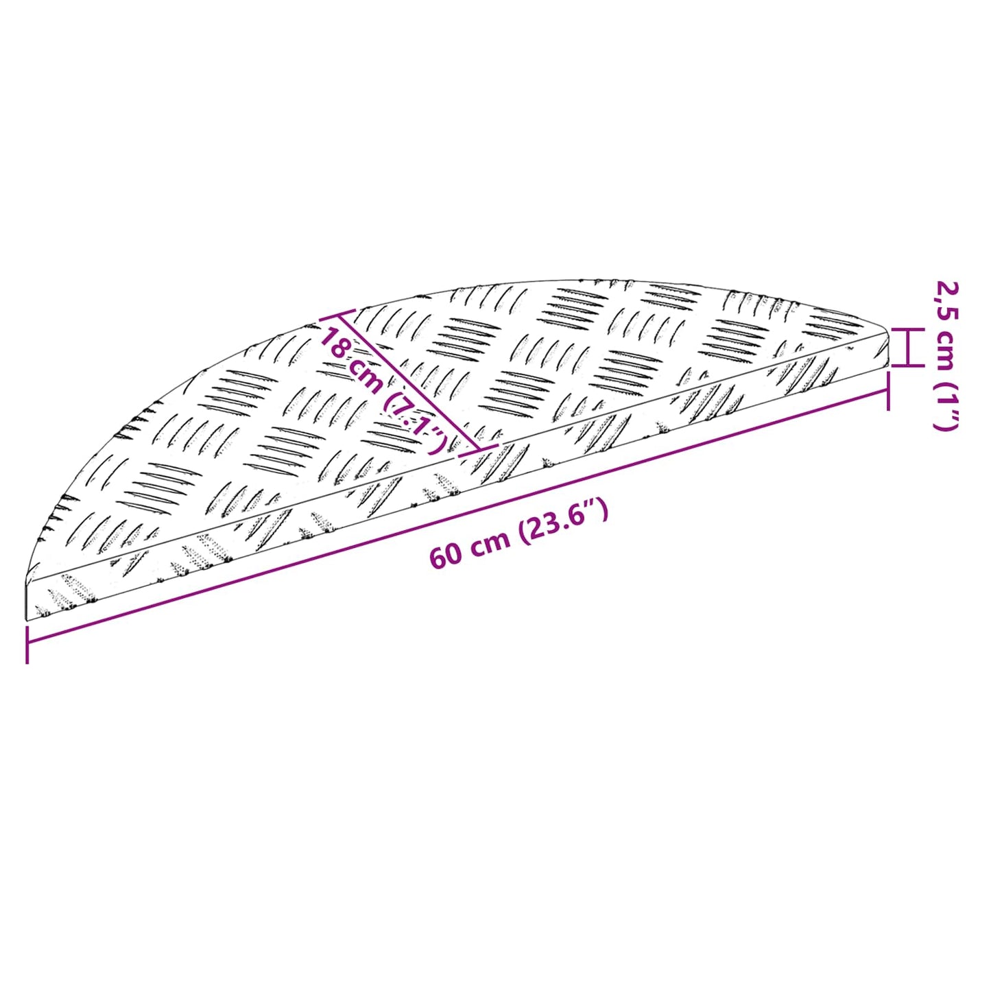 vidaXL Σκαλοπάτι Ημισέληνος 10 pcs Ασημί 60 x 18 εκ Αλουμίνιο