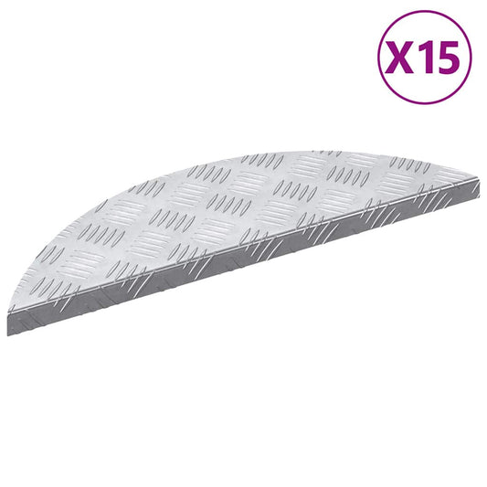 vidaXL Σκαλοπάτι Ημισέληνος 15 pcs Ασημί 60 x 18 εκ Αλουμίνιο