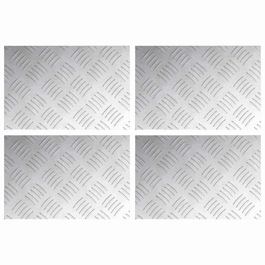 vidaXL Επιφάνειες Καρό 4 pcs Ασημί 30 x 20 cm Αλουμίνιο