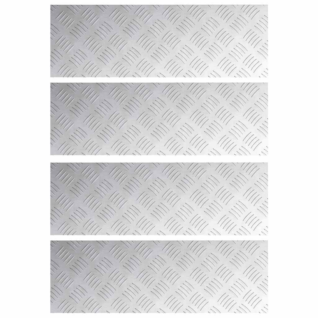 vidaXL Επιφάνειες Καρό 4 pcs Ασημί 60 x 20 cm Αλουμίνιο