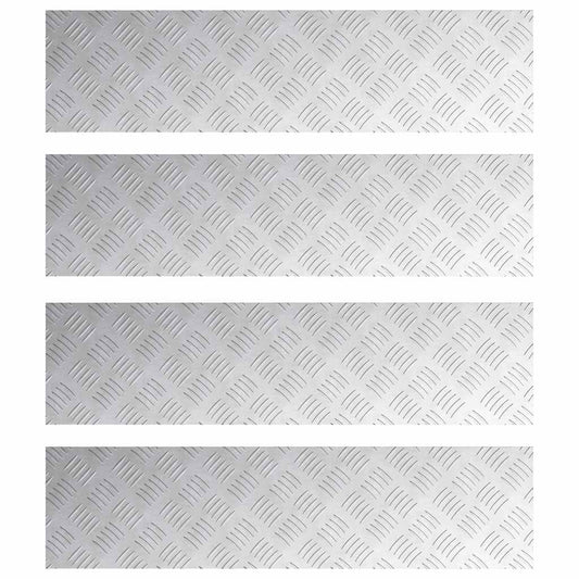 vidaXL Επιφάνειες Καρό 4 pcs Ασημί 80 x 20 cm Αλουμίνιο