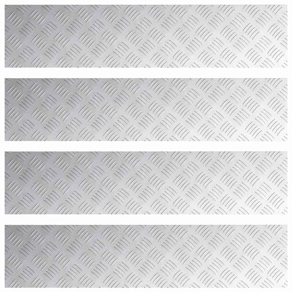 vidaXL Επιφάνειες Καρό 4 pcs Ασημί 90 x 20 cm Αλουμίνιο