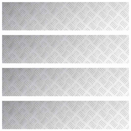 vidaXL Επιφάνειες Καρό 4 pcs Ασημί 90 x 20 cm Αλουμίνιο