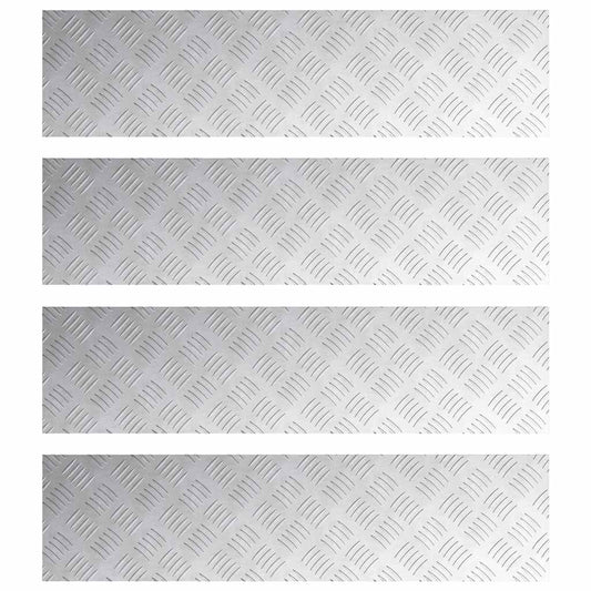 vidaXL Επιφάνειες Καρό 4 pcs Ασημί 100 x 25 cm Αλουμίνιο