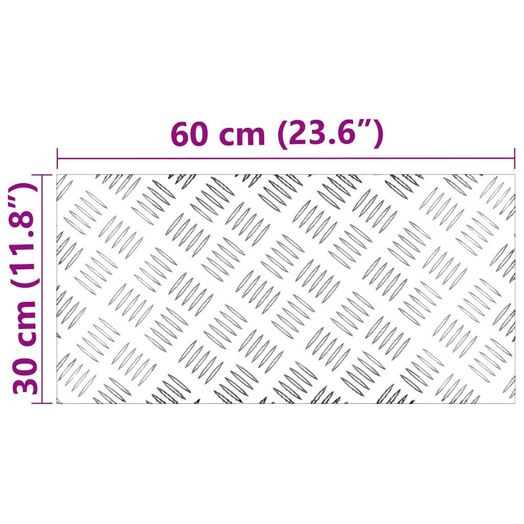 vidaXL Επιφάνειες Καρό 2 pcs Ασημί 60 x 30 cm Αλουμίνιο