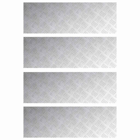 vidaXL Επιφάνειες Καρό 4 pcs Ασημί 90 x 30 cm Αλουμίνιο