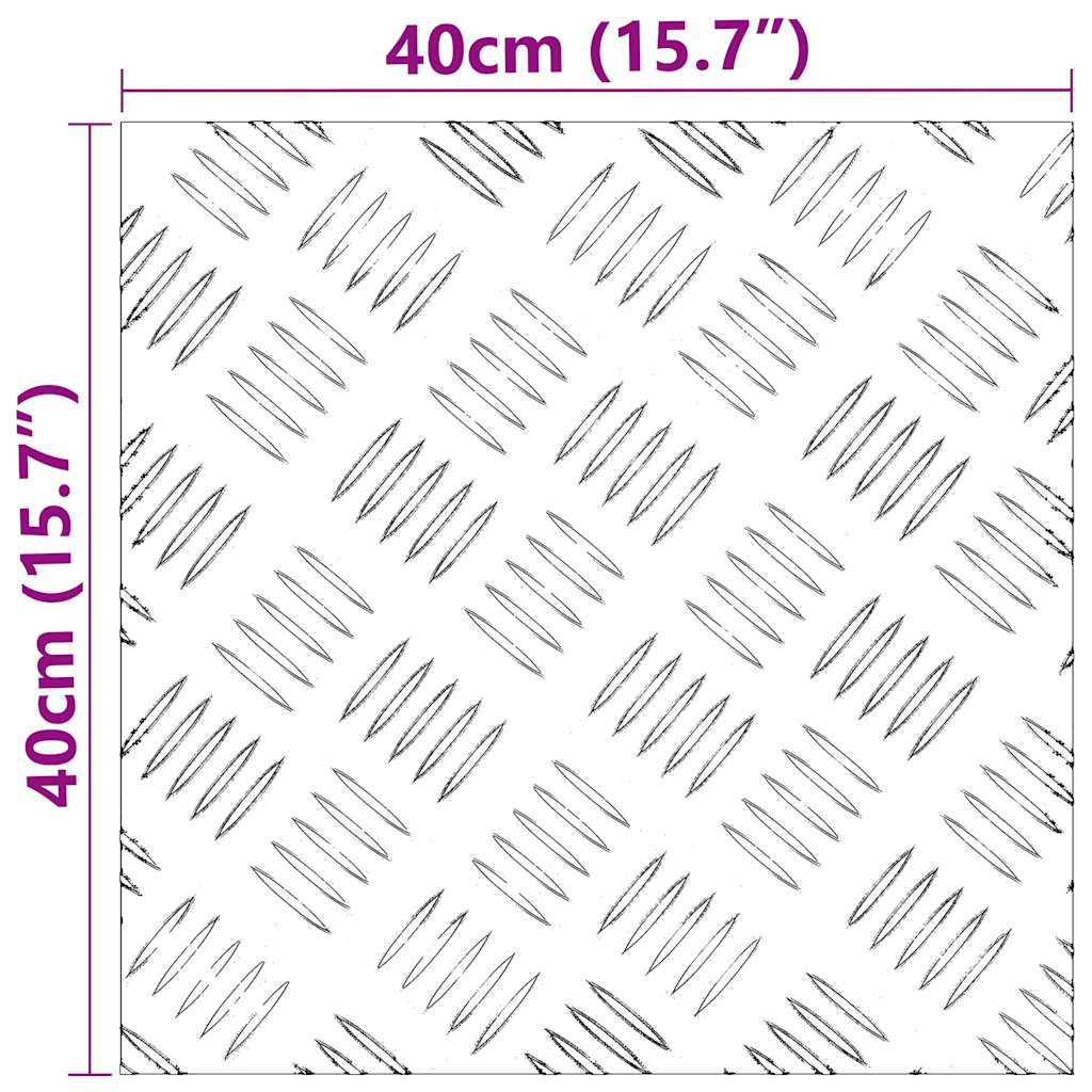 vidaXL Επιφάνειες Καρό 2 pcs Ασημί 40 x 40 cm Αλουμίνιο