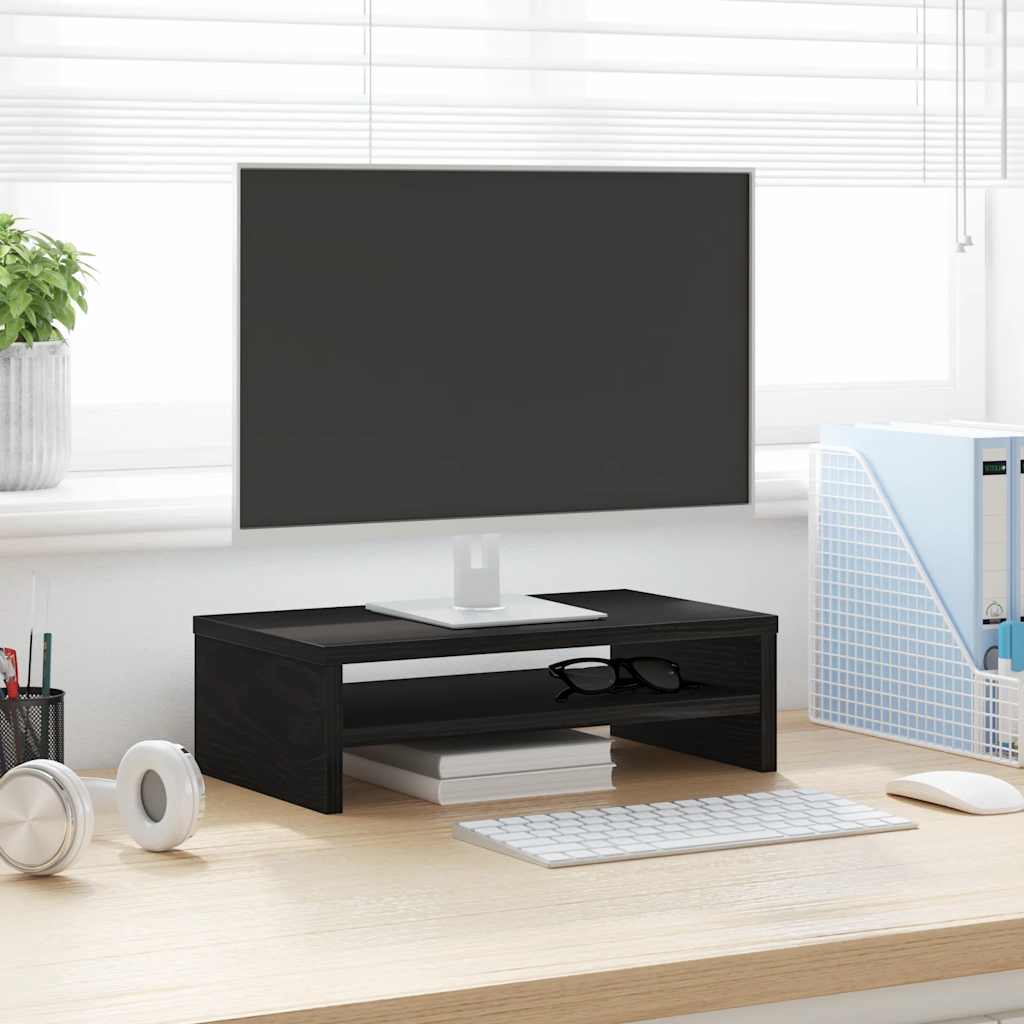 vidaXL Βάση Οθόνης Μαύρη Δρυς 42x24x13 εκ. από Τεχνητό Ξύλο