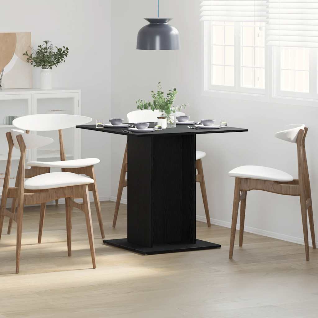 vidaXL Τραπεζαρία Μαύρη Δρυς 80x80x75 εκ. από Τεχνητό Ξύλο