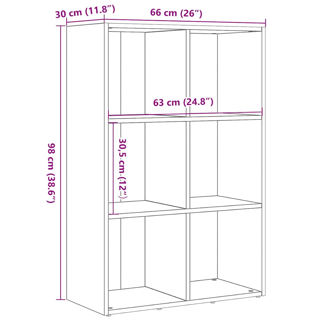vidaXL Βιβλιοθήκη Μαύρη Δρυς 66 x 30 x 98 εκ. από Τεχνητό Ξύλο