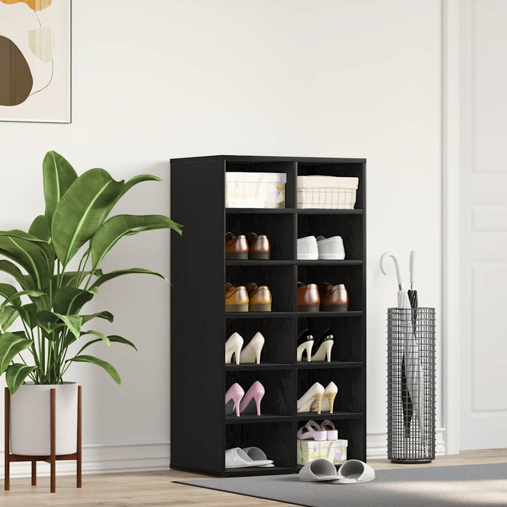 vidaXL Παπουτσοθήκη Μαύρη Δρυς 54 x 34 x 100,5 εκ. από Τεχνητό Ξύλο