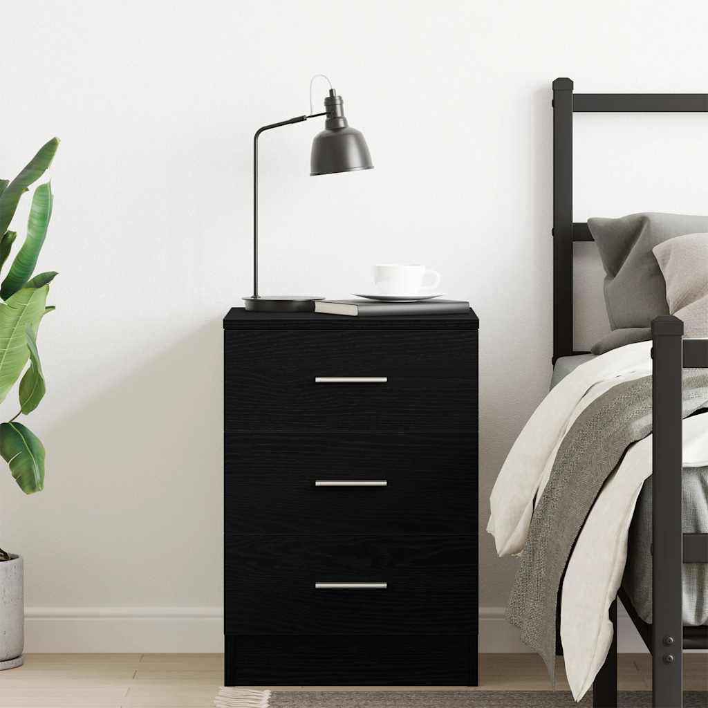 vidaXL Κομοδίνο Μαύρο Δρυς 38x35x55 εκ. από Τεχνητό Ξύλο