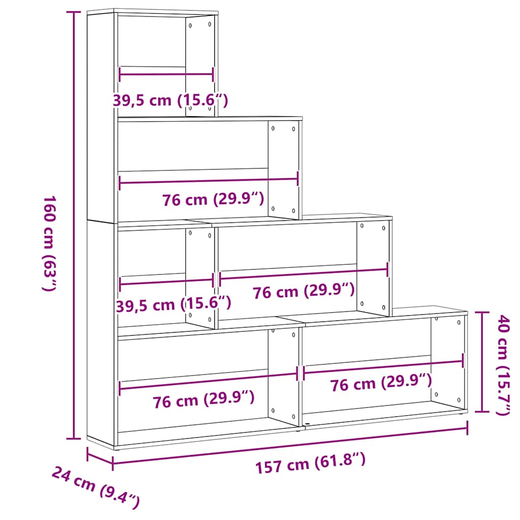 vidaXL Βιβλιοθήκη Μαύρη Οξυά 155 x 24 x 160 εκ Επεξεργασμένο ξύλο