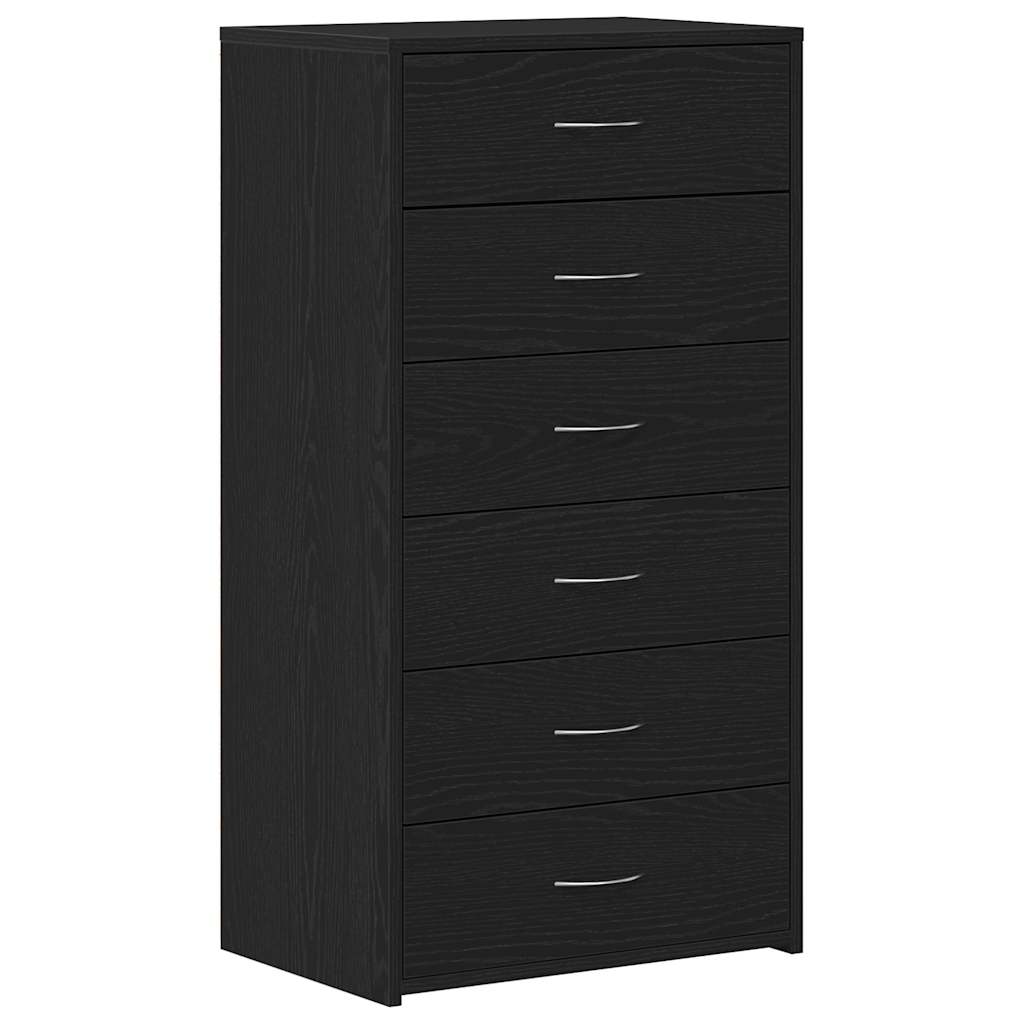 vidaXL Μπουφές με 6 Συρτάρια Μαύρη Δρυς 50x34x96 εκ. από Τεχνητό Ξύλο