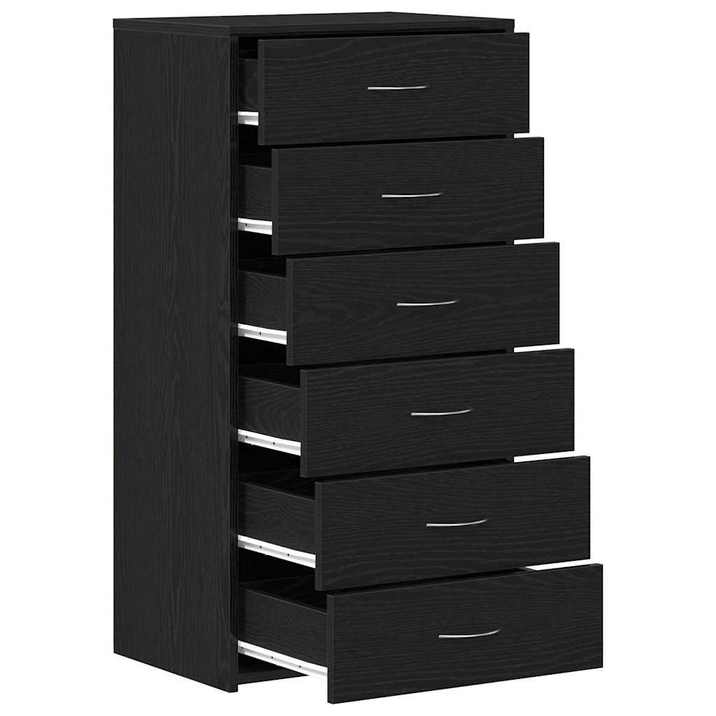 vidaXL Μπουφές με 6 Συρτάρια Μαύρη Δρυς 50x34x96 εκ. από Τεχνητό Ξύλο