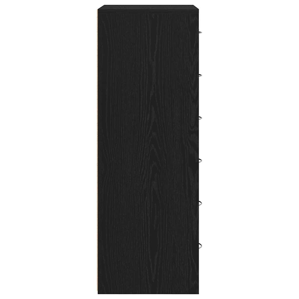 vidaXL Μπουφές με 6 Συρτάρια Μαύρη Δρυς 50x34x96 εκ. από Τεχνητό Ξύλο