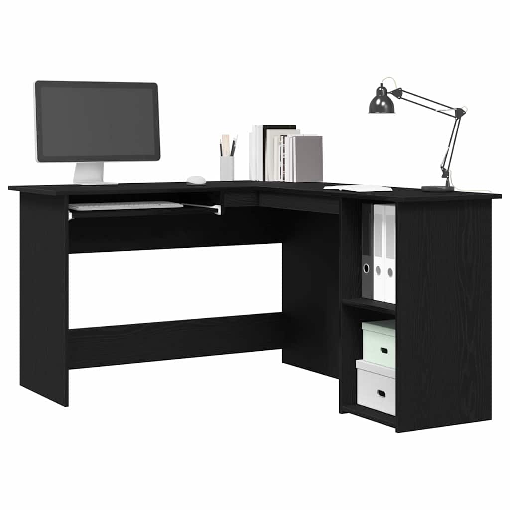 vidaXL Γωνιακό γραφείο Μαύρη Οξυά 120 x 140 x 75 εκ Επεξεργασμένο ξύλο