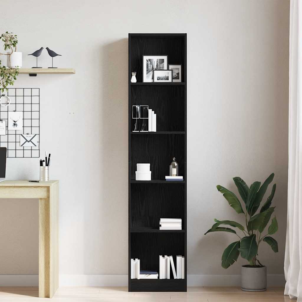 vidaXL Βιβλιοθήκη Μαύρη Δρυς 40x24x176 εκ. από Τεχνητό Ξύλο