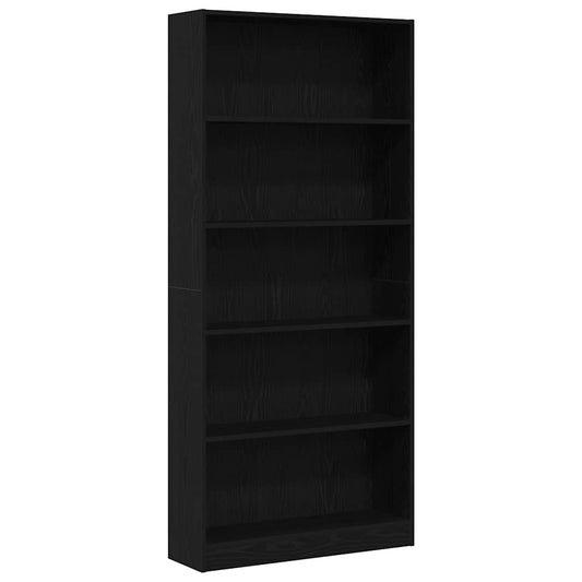 vidaXL Βιβλιοθήκη Μαύρη Δρυς 80x24x176 εκ. από Επεξεργασμένο Ξύλο