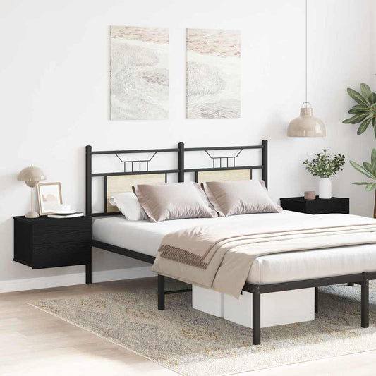 vidaXL Κομοδίνο 2 pcs Μαύρη Οξυά 40 x 30 x 30 εκ Επεξεργασμένο ξύλο