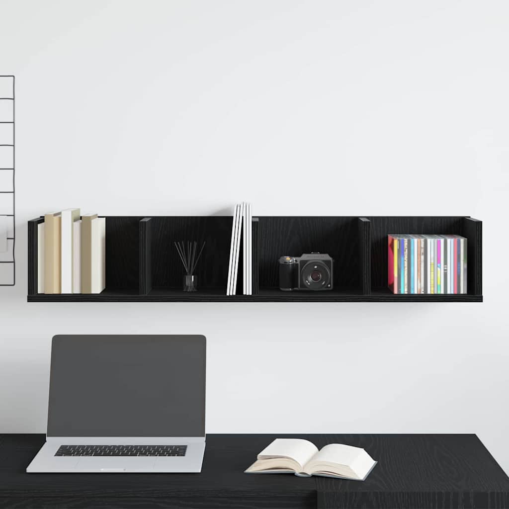 vidaXL Ράφι Τοίχου Μαύρη Οξυά 100 x 18 x 18 εκ Επεξεργασμένο ξύλο