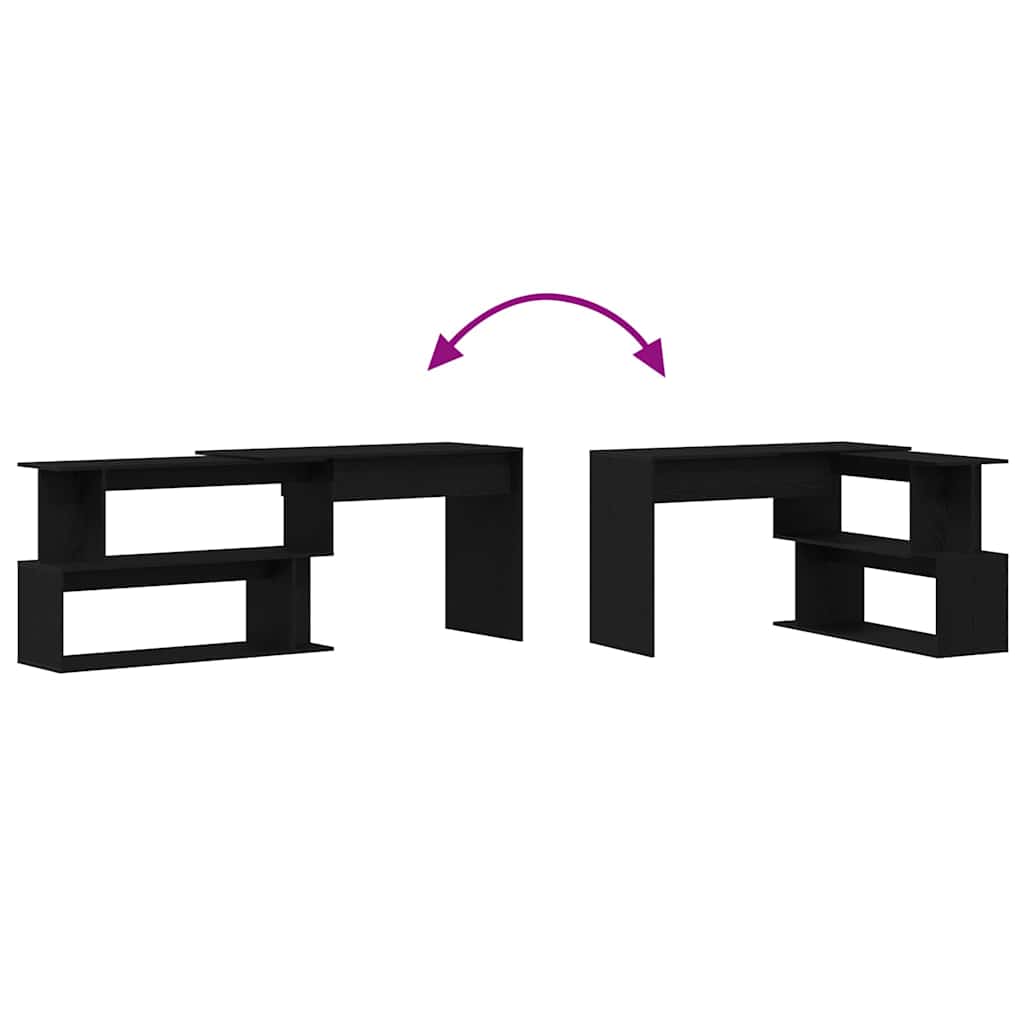 vidaXL Γραφείο Μαύρη Οξυά 200 x 50 x 76 εκ. Επεξεργασμένο ξύλο