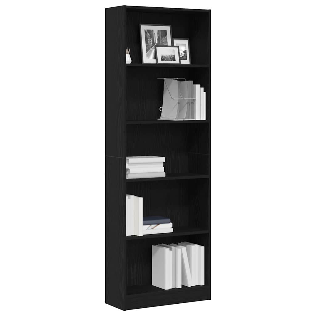 vidaXL Βιβλιοθήκη Μαύρη δρυς 60 x 24 x 176 εκ Επεξεργασμένο ξύλο