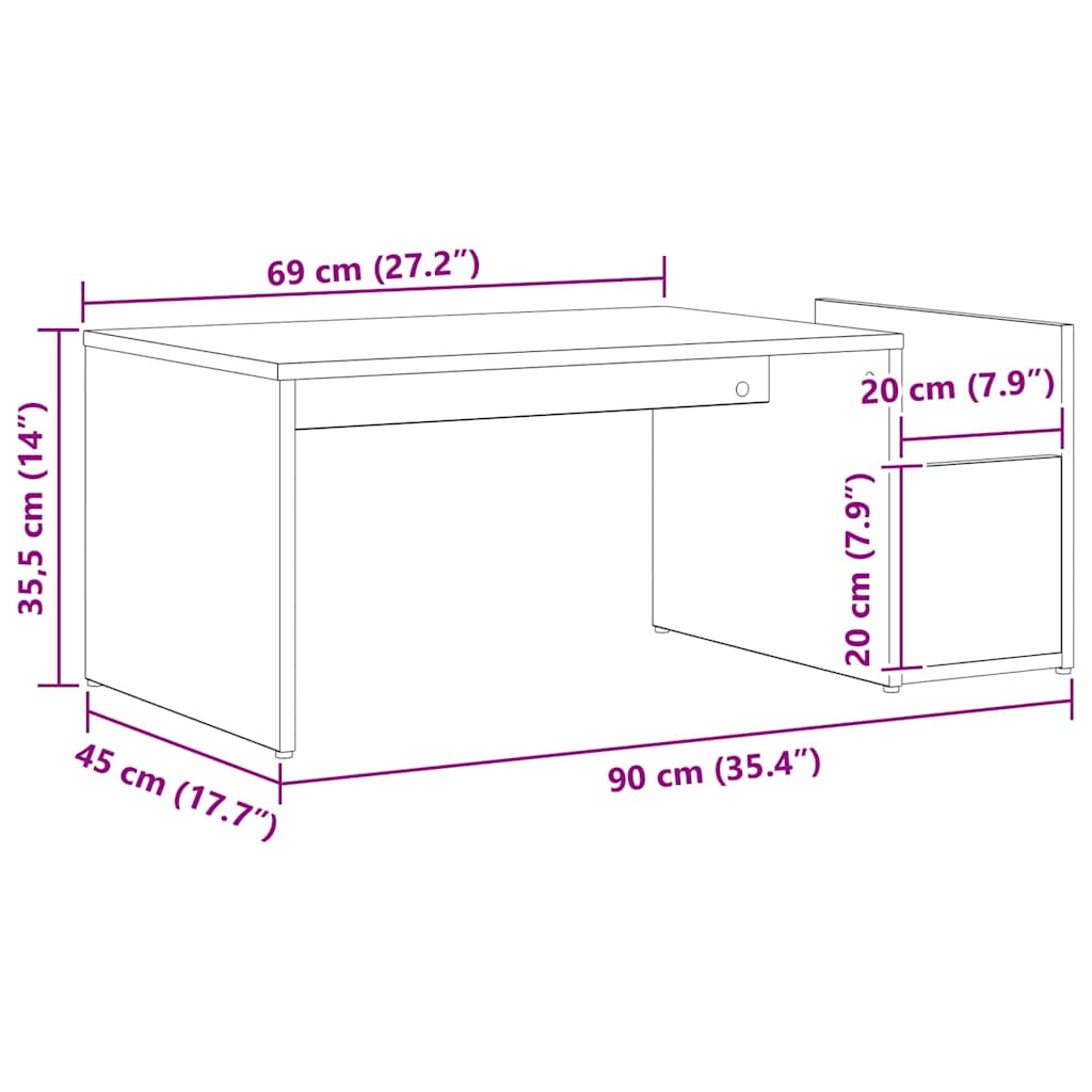 vidaXL Τραπεζάκι σαλονιού Μαύρη δρυς 90 x 45 x 35 cm