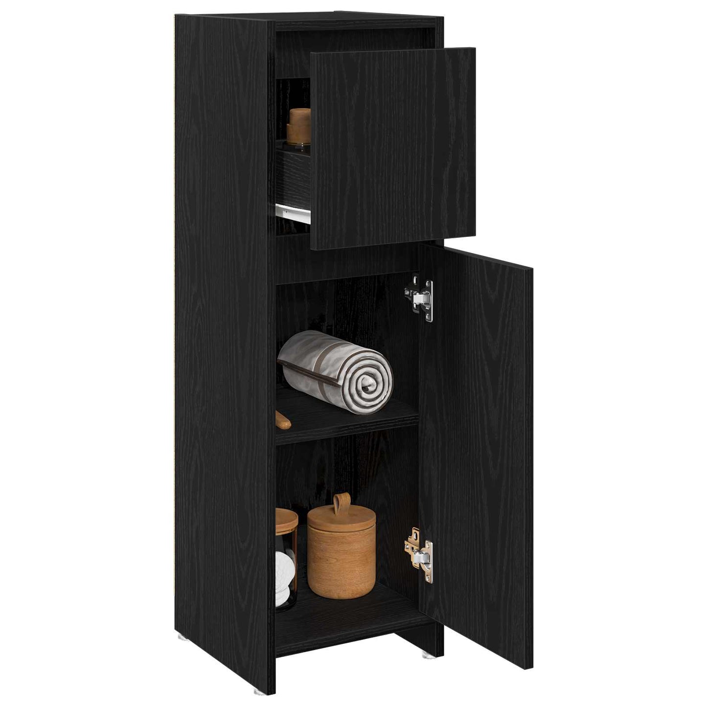 vidaXL Ντουλάπι Μπάνιου Μαύρη Οξυά 30 x 30 x 95 cm Επεξεργασμένο ξύλο
