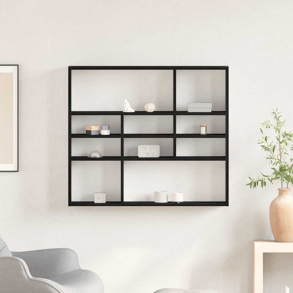 vidaXL Ράφι Τοίχου Μαύρη Δρυς 90 x 16 x 78 εκ. από Τεχνητό Ξύλο