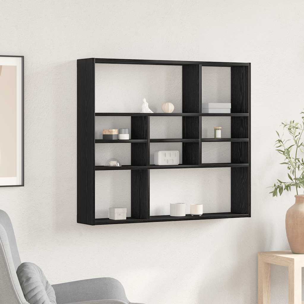 vidaXL Ράφι Τοίχου Μαύρη Δρυς 90 x 16 x 78 εκ. από Τεχνητό Ξύλο