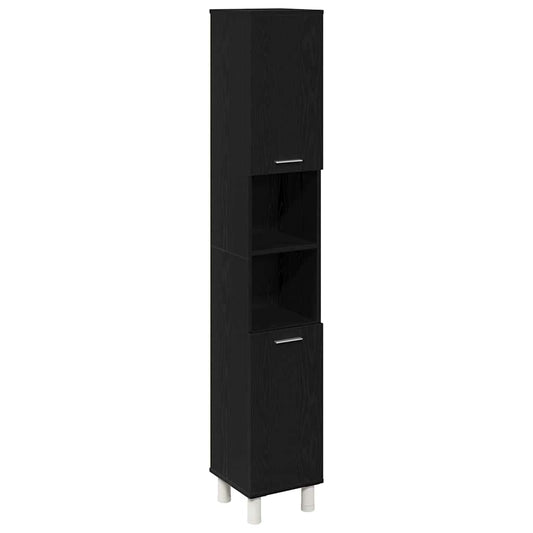 vidaXL Ντουλάπι Μπάνιου Μαύρη Οξυά 30 x 30 x 179 εκ Επεξεργασμένο ξύλο