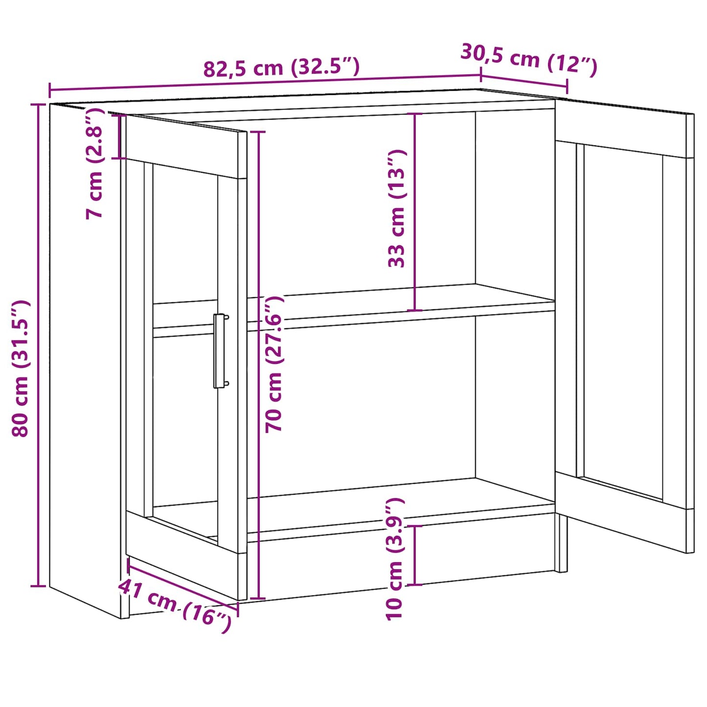 vidaXL Βιβλιοθήκη Μαύρη δρυς 82.5 x 30.5 x 80 cm Επεξεργασμένο ξύλο