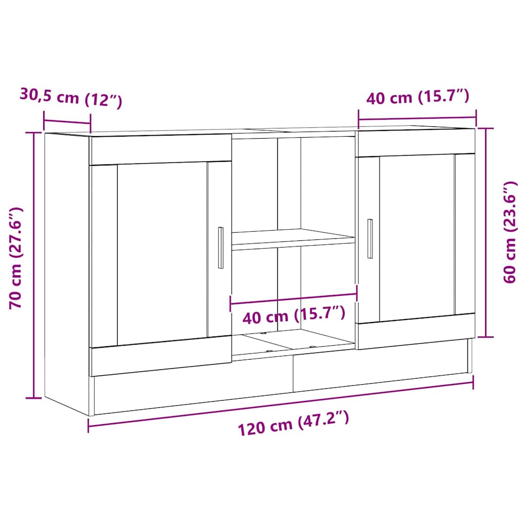 vidaXL Πλαϊνό γραφείο Μαύρο 120 x 30.5 x 70 εκ Επεξεργασμένο ξύλο