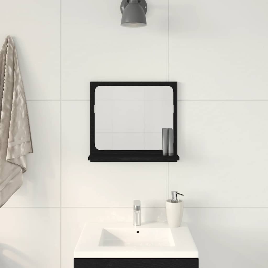 vidaXL Καθρέφτης Μπάνιου Μαύρος Δρυς 40x10,5x37 εκ. από Τεχνητό Ξύλο