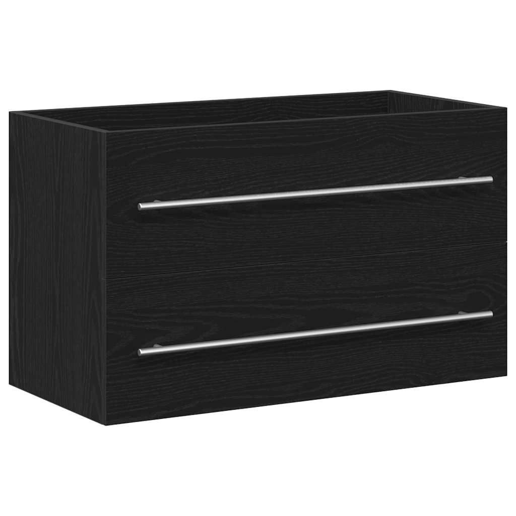 vidaXL Ντουλάπι Νιπτήρα Μαύρο Δρυς 80x38,5x48 εκ. από Τεχνητό Ξύλο