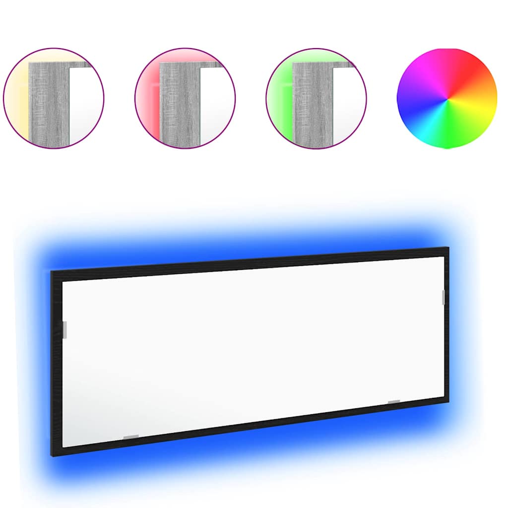 vidaXL Καθρέφτης μπάνιου LED Επιτοίχιο Μαύρη δρυς 100 x 8.5 x 37 εκ.