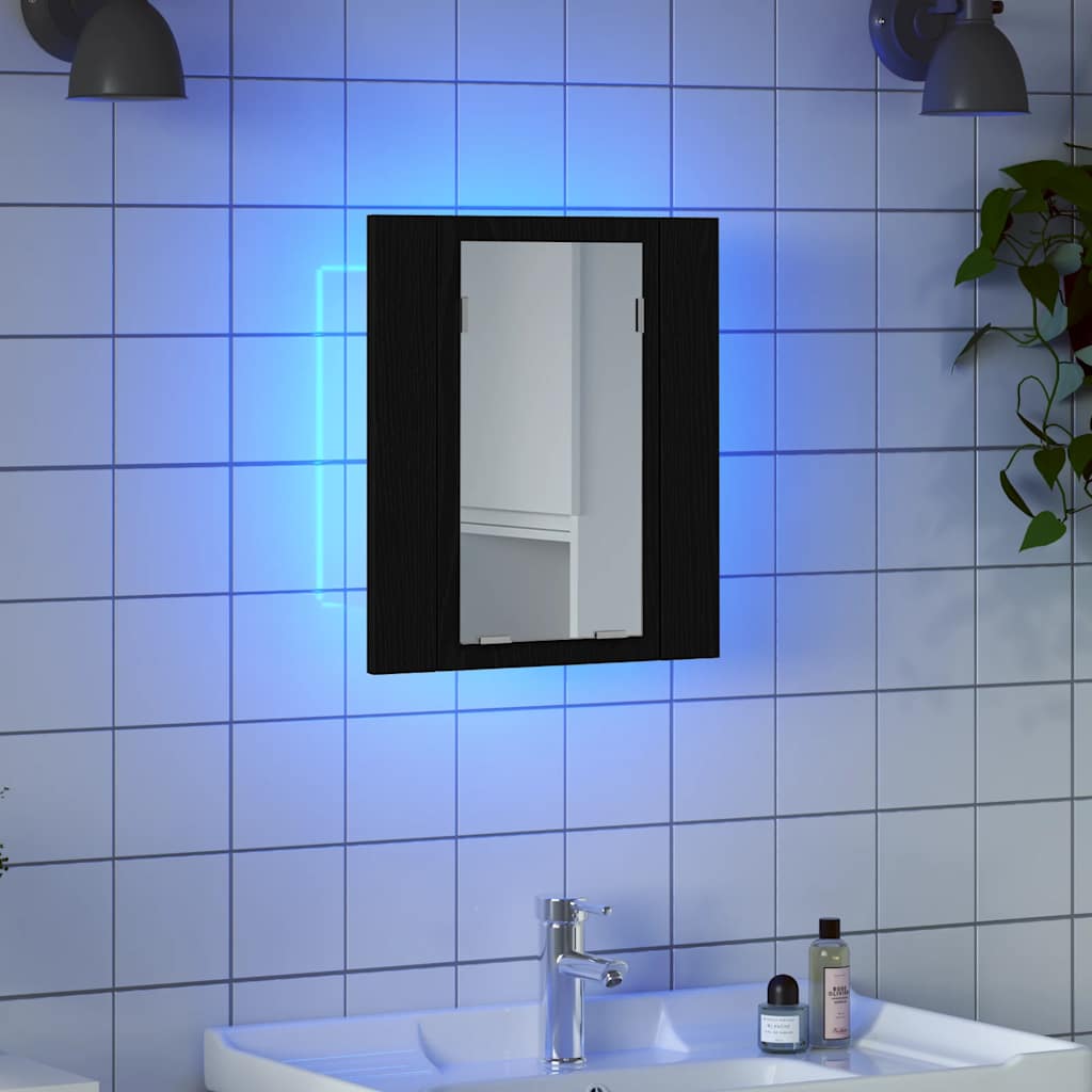 vidaXL Ντουλάπι Μπάνιου με LED, Μαύρο Δρυς, 40x12x45 εκ.