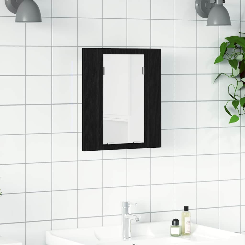 vidaXL Ντουλάπι Μπάνιου με LED, Μαύρο Δρυς, 40x12x45 εκ.