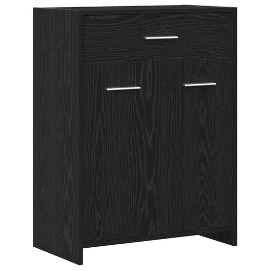 vidaXL Ντουλάπι Μπάνιου Μαύρη Οξυά 60 x 33 x 80 εκ. Μασίφ ξύλο δρυός